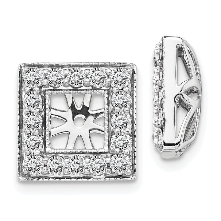 14k White Gold 7/8 CT Diamond Square Earring Jackets