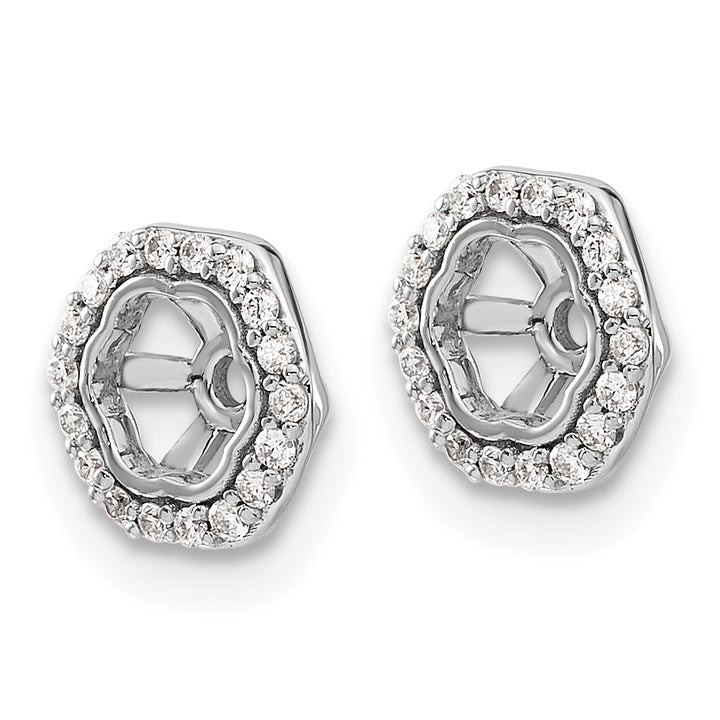 14k White Gold Hexagon Design 1/6 CT Diamond Earring Jackets