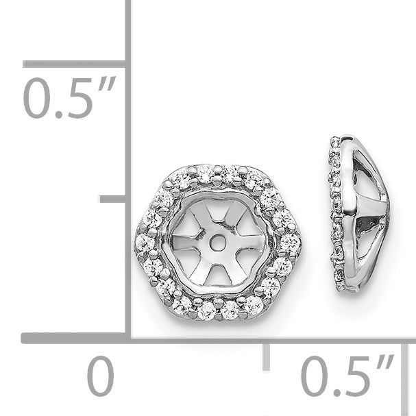 14k White Gold Hexagon Design 1/6 CT Diamond Earring Jackets