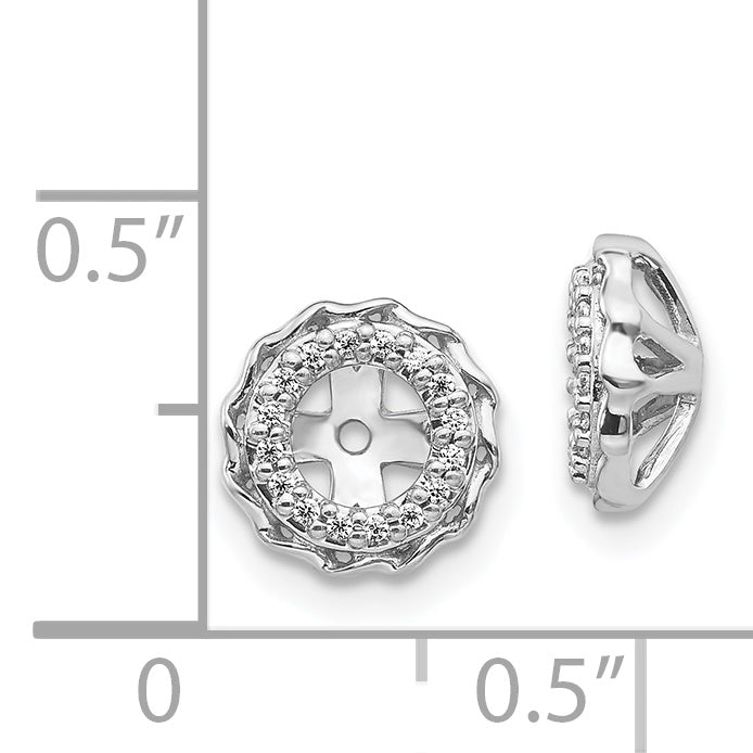 14k White Gold Twisted Edge 1/10 CT Diamond Cluster Earring Jackets