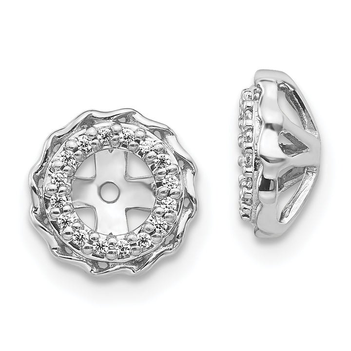 14k White Gold Twisted Edge 1/10 CT Diamond Cluster Earring Jackets