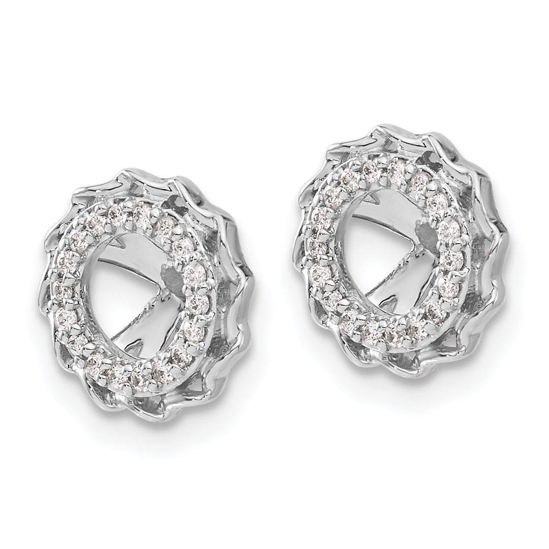 14k White Gold  1/6 CT Diamond Twisted Edge Earring Jackets