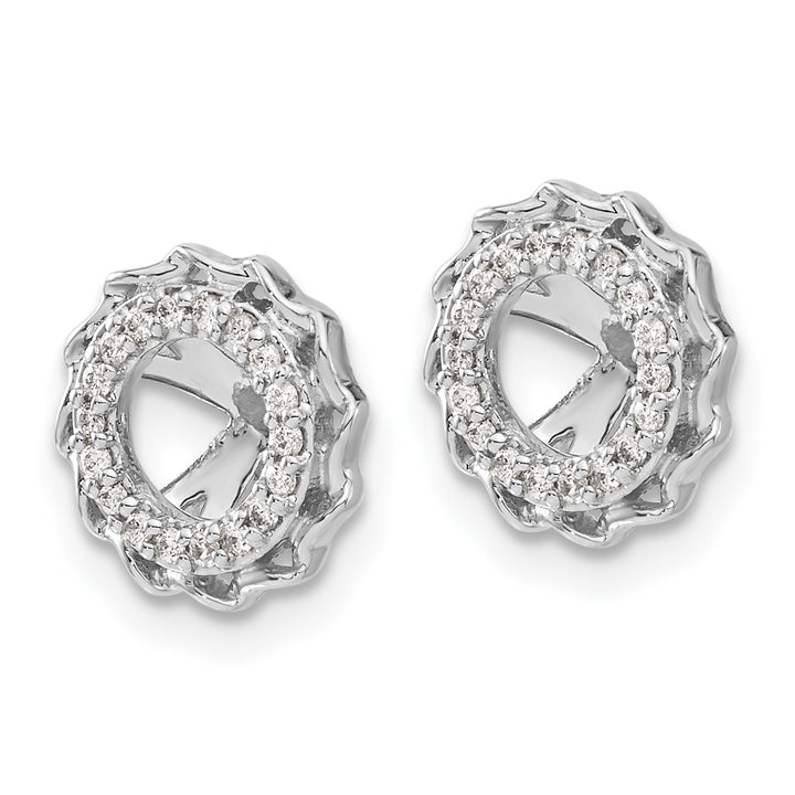 14k White Gold  1/6 CT Diamond Twisted Edge Earring Jackets