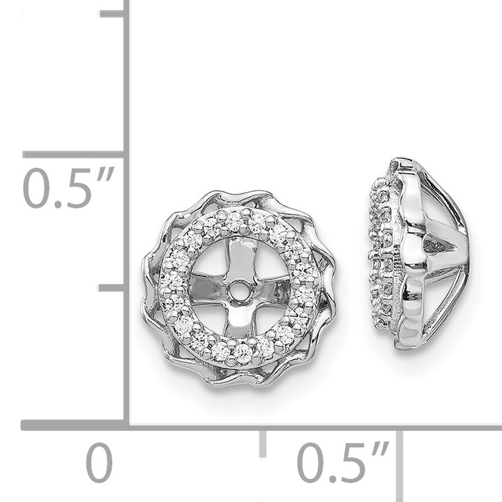 14k White Gold  1/6 CT Diamond Twisted Edge Earring Jackets