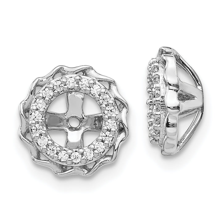 14k White Gold  1/6 CT Diamond Twisted Edge Earring Jackets