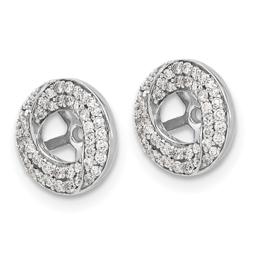 14k White Gold 3/8 CT Diamond Cluster Round Earring Jackets