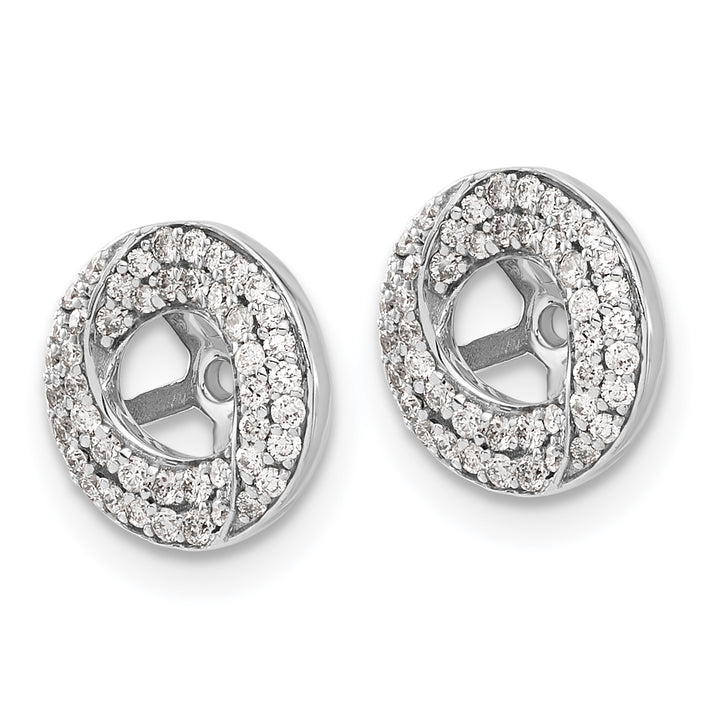 14k White Gold 3/8 CT Diamond Cluster Round Earring Jackets