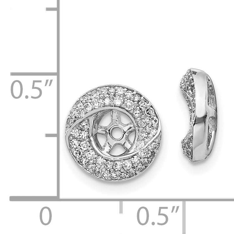 14k White Gold 3/8 CT Diamond Cluster Round Earring Jackets