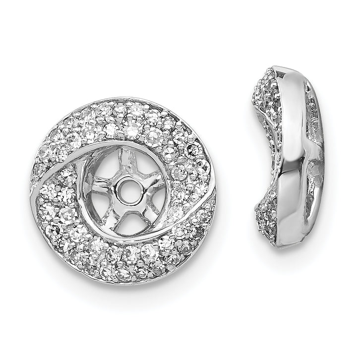 14k White Gold 3/8 CT Diamond Cluster Round Earring Jackets