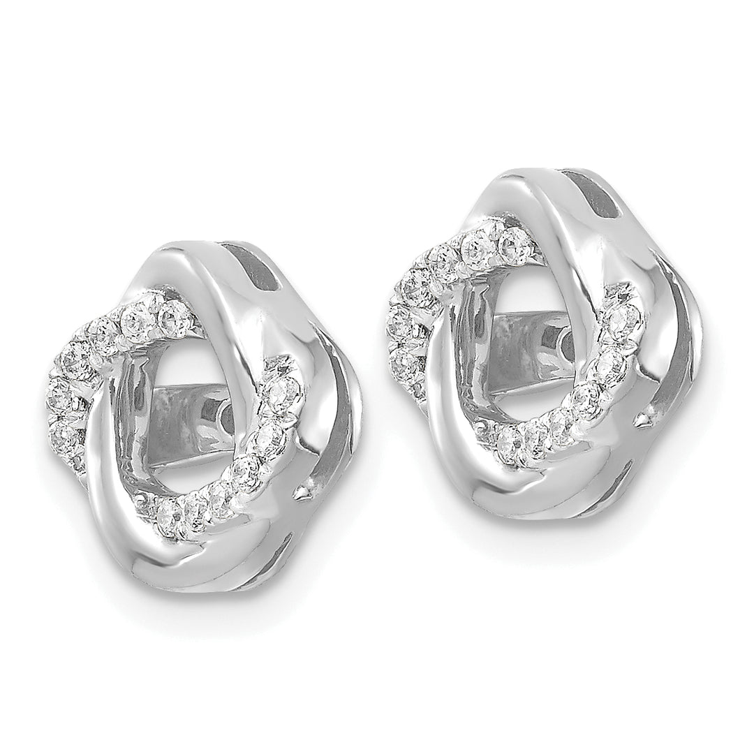 14k White Gold 1/8 CT Diamond Twisted Design Earring Jackets