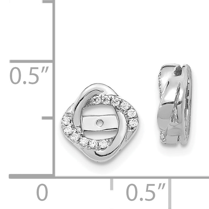 14k White Gold 1/8 CT Diamond Twisted Design Earring Jackets