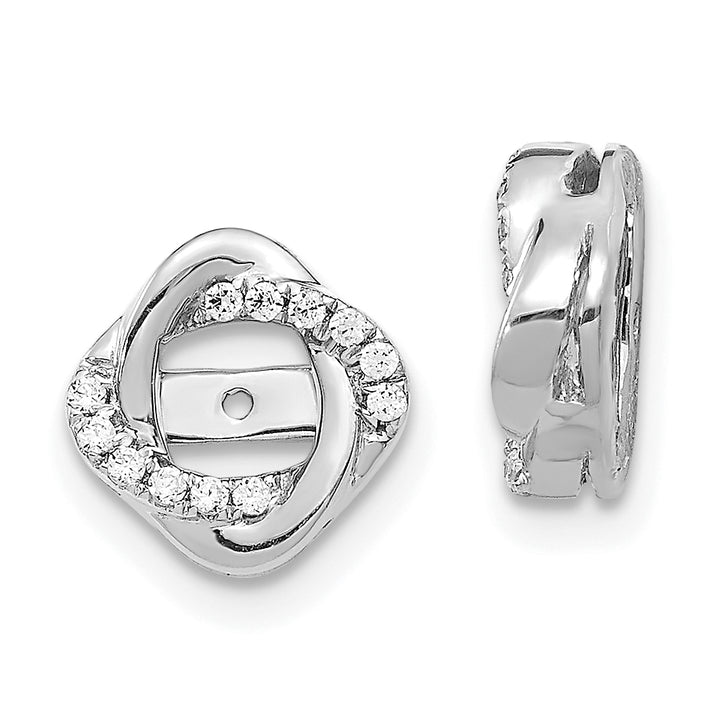 14k White Gold 1/8 CT Diamond Twisted Design Earring Jackets