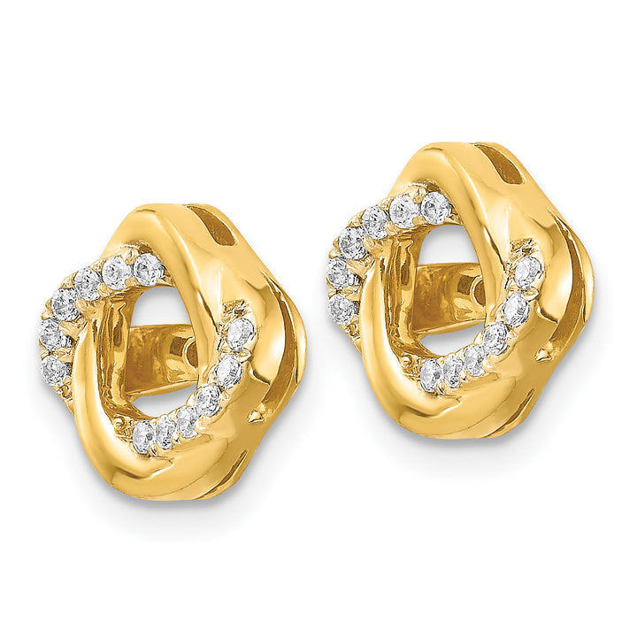 14k Yellow Gold 1/8 CT Diamond Twisted Design Earring Jackets