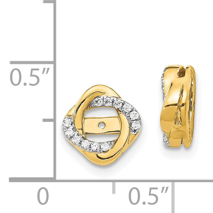 14k Yellow Gold 1/8 CT Diamond Twisted Design Earring Jackets
