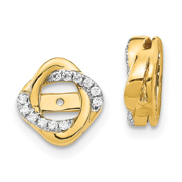 14k Yellow Gold 1/8 CT Diamond Twisted Design Earring Jackets