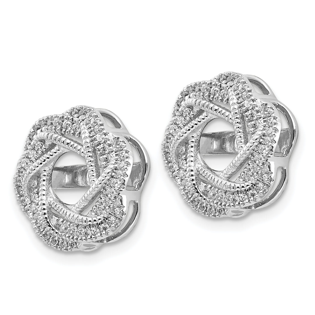 14k White Gold 1/3 CT Diamond ClusterTwist Earring Jackets