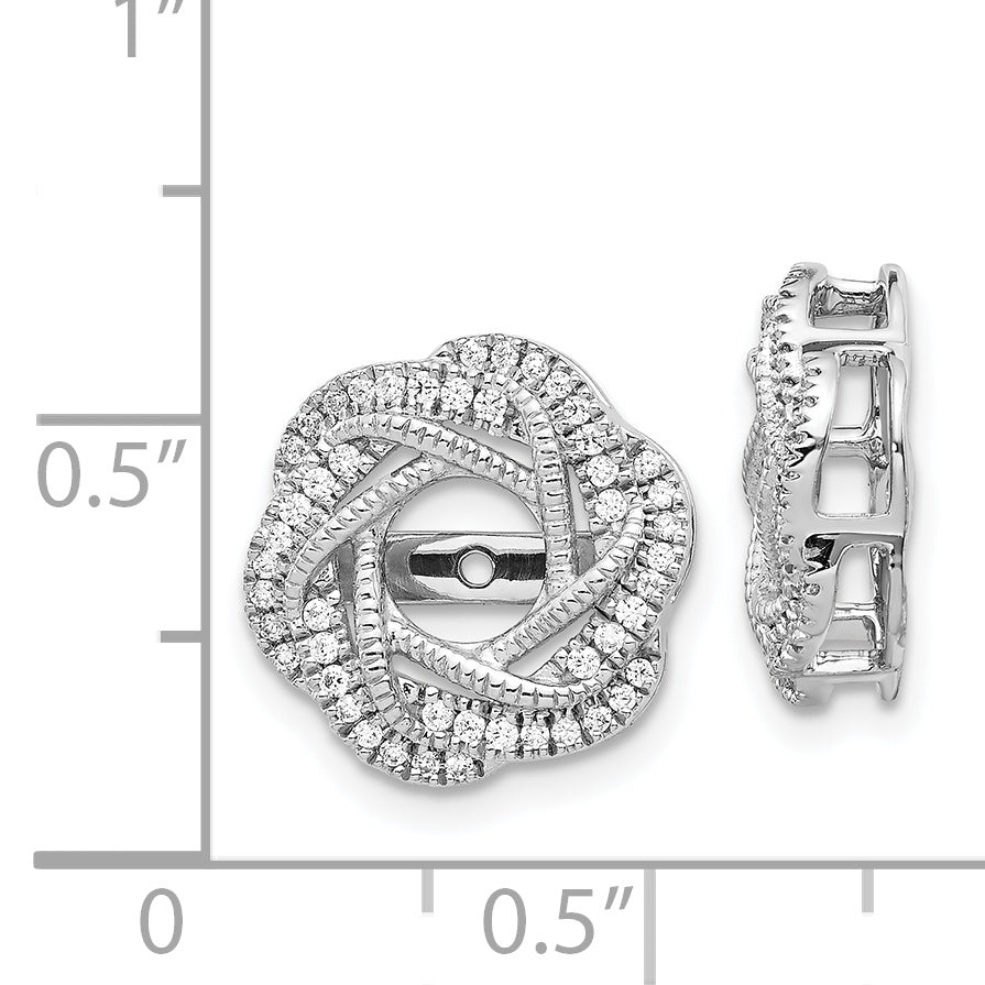 14k White Gold 1/3 CT Diamond ClusterTwist Earring Jackets