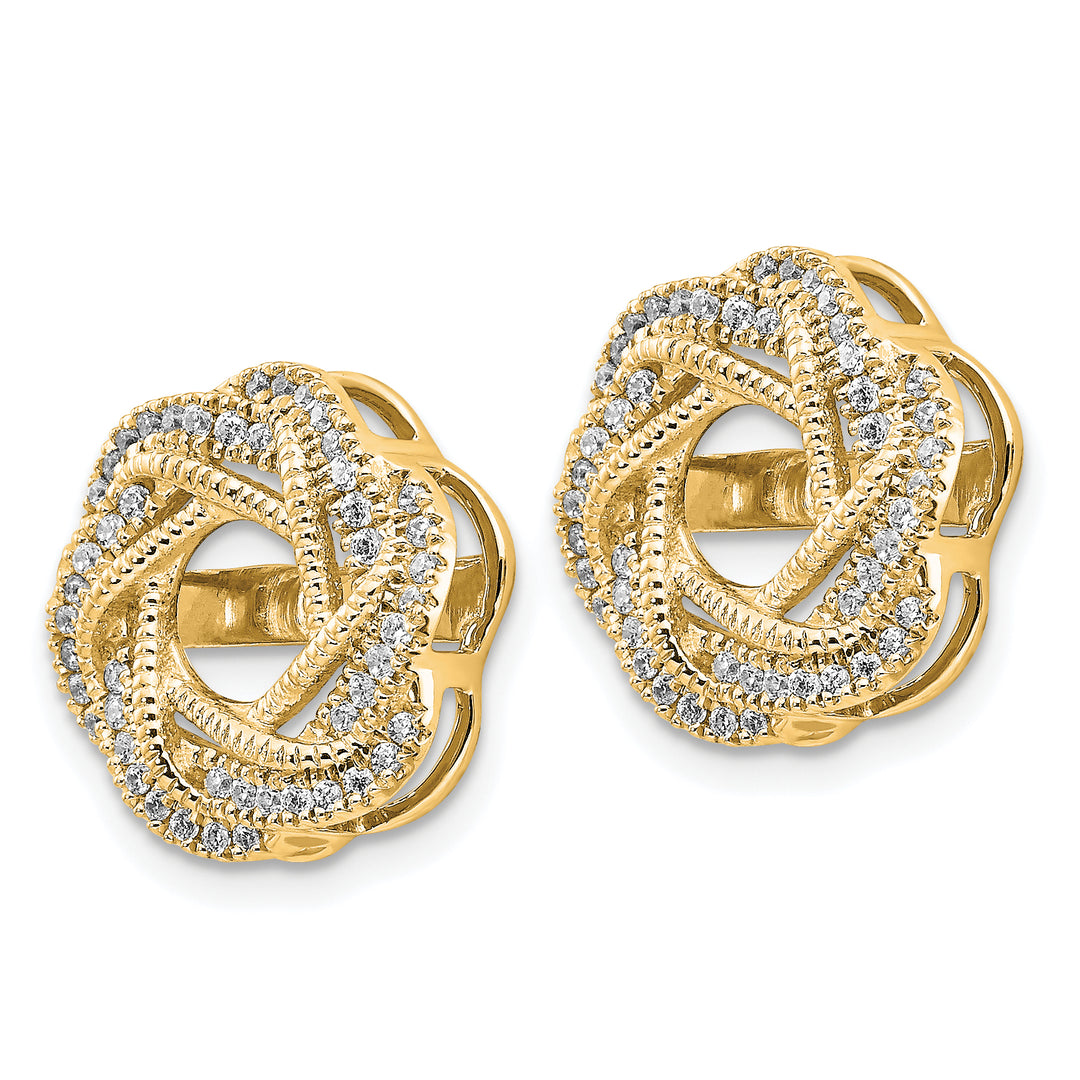 14k Yellow Gold 1/3 CT Diamond Fancy Twist Design Earring Jackets