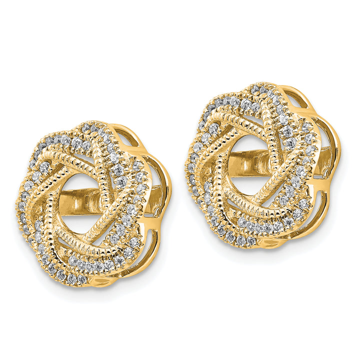 14k Yellow Gold 1/3 CT Diamond Fancy Twist Design Earring Jackets