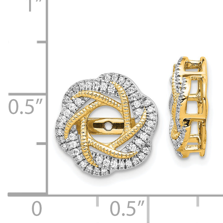 14k Yellow Gold 1/3 CT Diamond Fancy Twist Design Earring Jackets