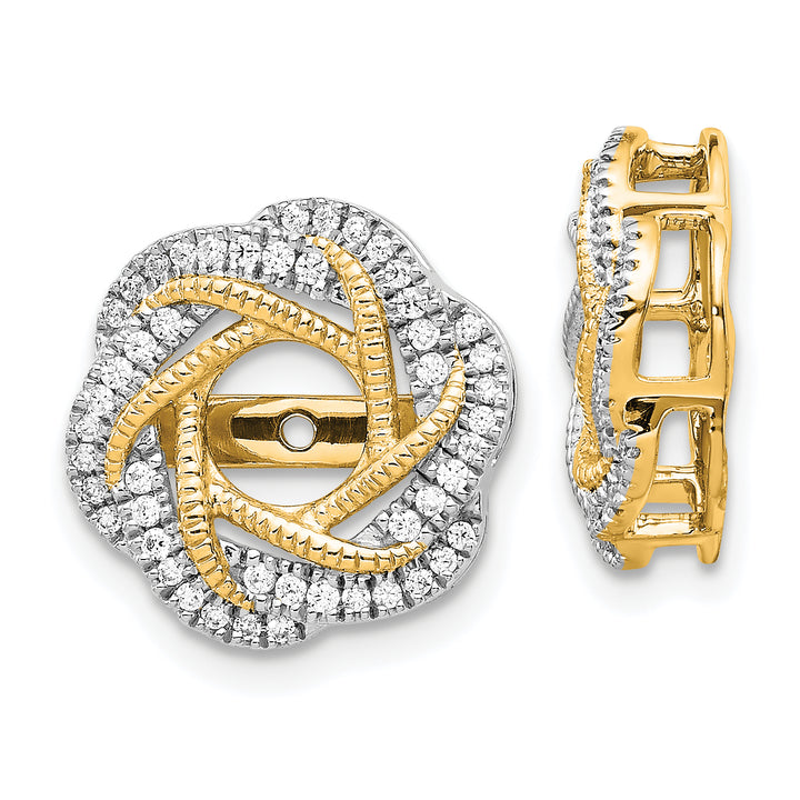 14k Yellow Gold 1/3 CT Diamond Fancy Twist Design Earring Jackets