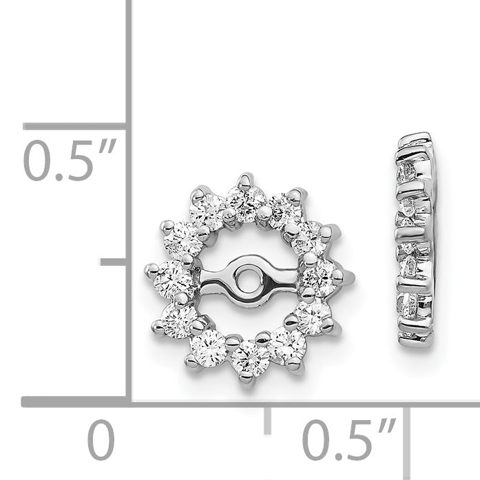 14k White Gold 1/2 CT I1 Diamond Round Earring Jackets