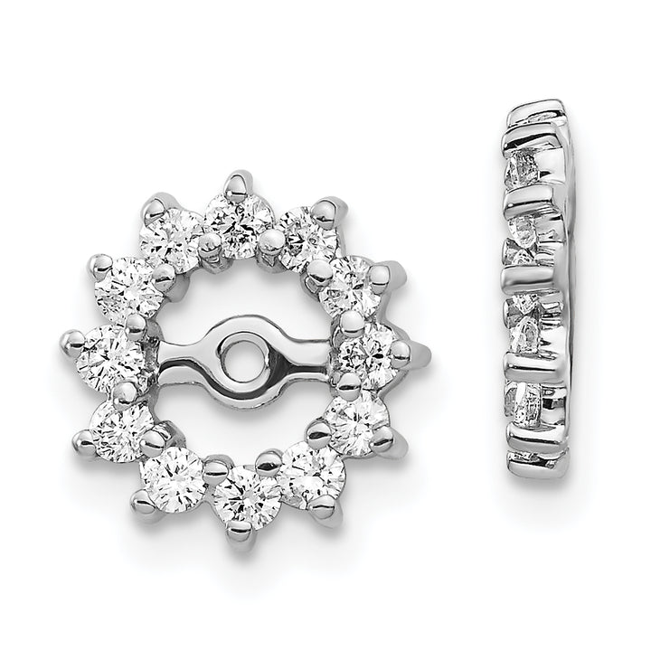 14k White Gold 1/2 CT I1 Diamond Round Earring Jackets
