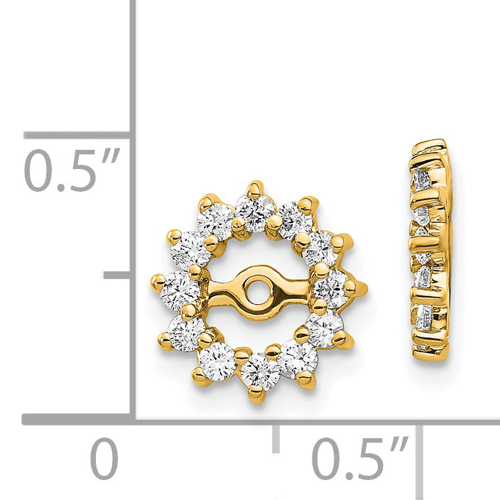 14k Yellow Gold 1/2 CT I1 Diamond Cluster Earring Jackets