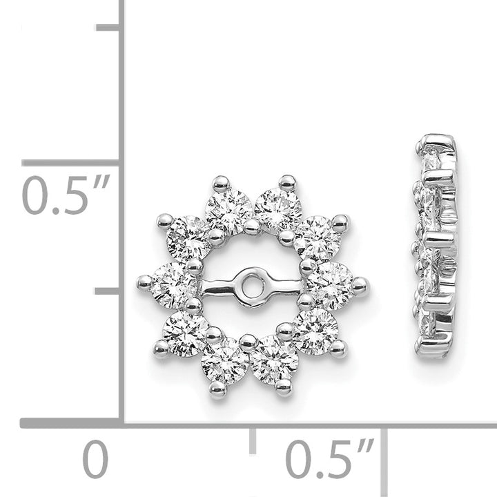 14k White Gold 3/4 CT I1 Diamond Cluster Fancy Earring Jackets