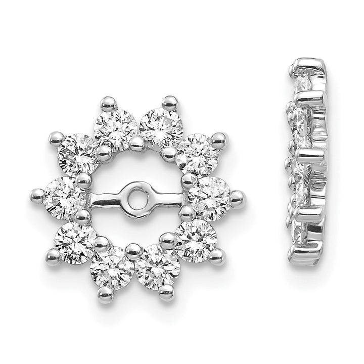 14k White Gold 3/4 CT I1 Diamond Cluster Fancy Earring Jackets