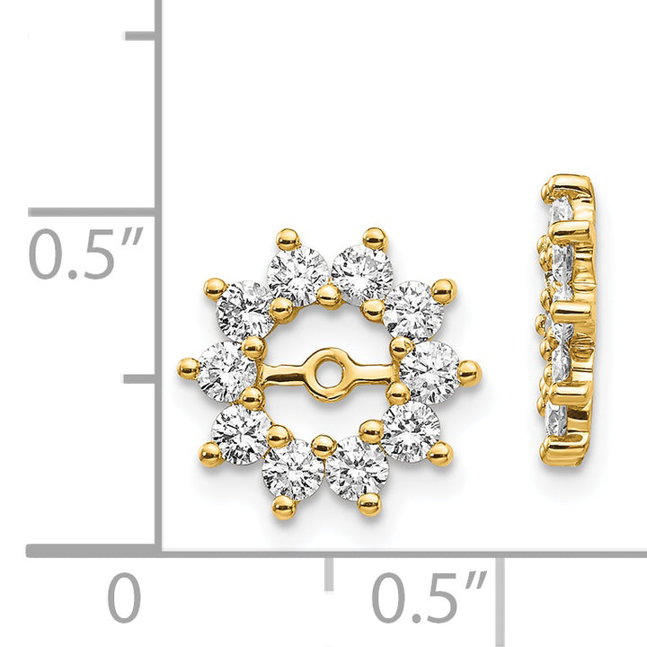 14k Yellow Gold 3/4 CT I1 Diamond Cluster Fancy Earring Jackets