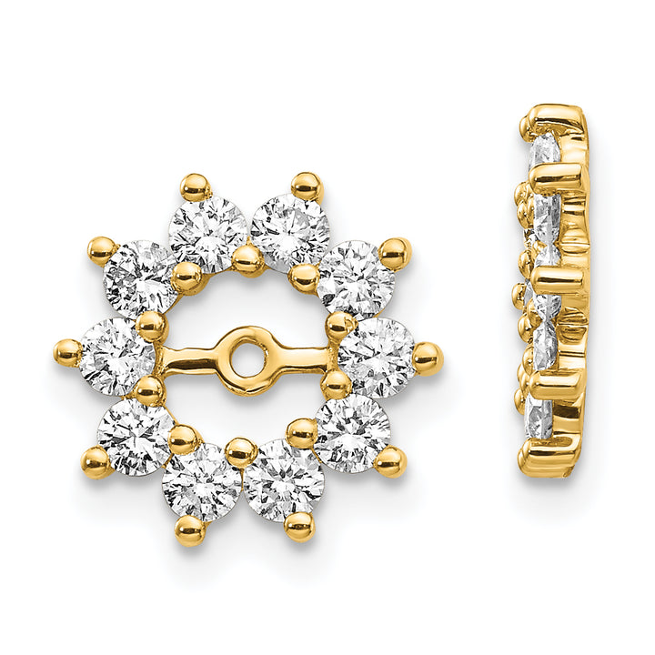14k Yellow Gold 3/4 CT I1 Diamond Cluster Fancy Earring Jackets