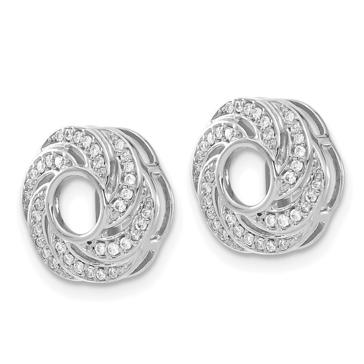 14k White Gold 1/4 CT Diamond Swirl Design Cluster Earring Jackets