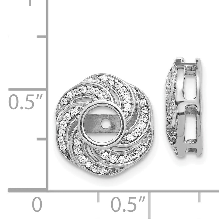 14k White Gold 1/4 CT Diamond Swirl Design Cluster Earring Jackets