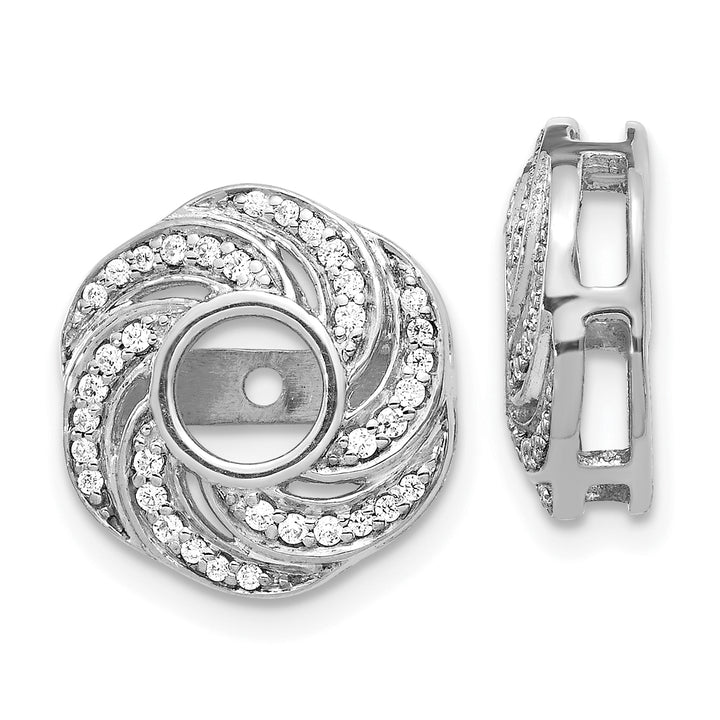 14k White Gold 1/4 CT Diamond Swirl Design Cluster Earring Jackets