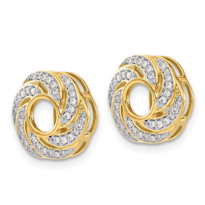 14k Yellow Gold 1/4 CT Diamond Swirl Design Earring Jackets