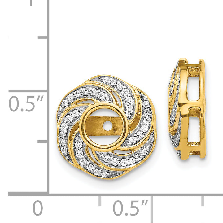 14k Yellow Gold 1/4 CT Diamond Swirl Design Earring Jackets
