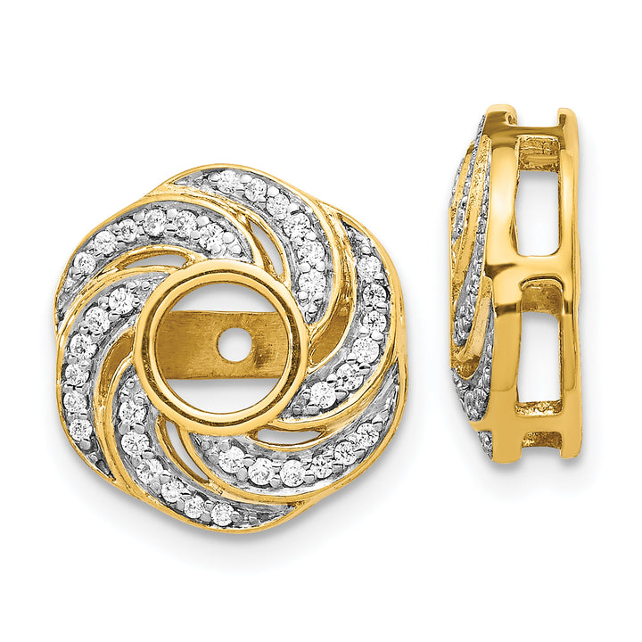 14k Yellow Gold 1/4 CT Diamond Swirl Design Earring Jackets