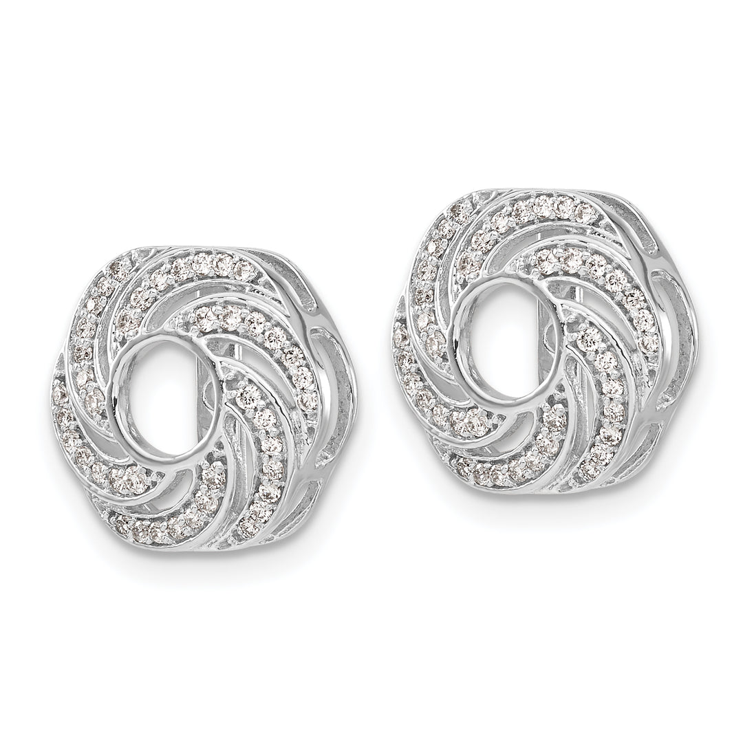 14k White Gold 1/3 CT Diamond Swirl Design Earring Jackets