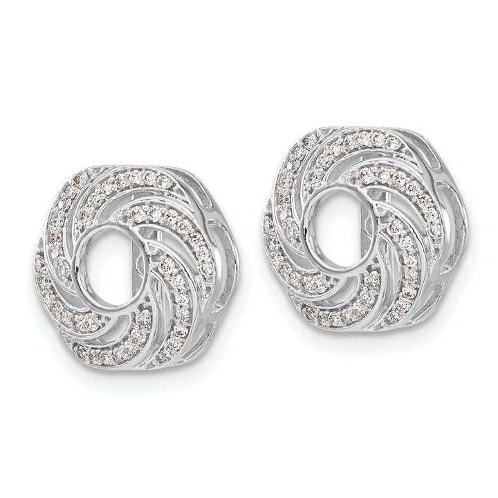14k White Gold 1/3 CT Diamond Swirl Design Earring Jackets