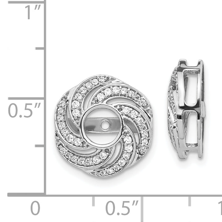 14k White Gold 1/3 CT Diamond Swirl Design Earring Jackets