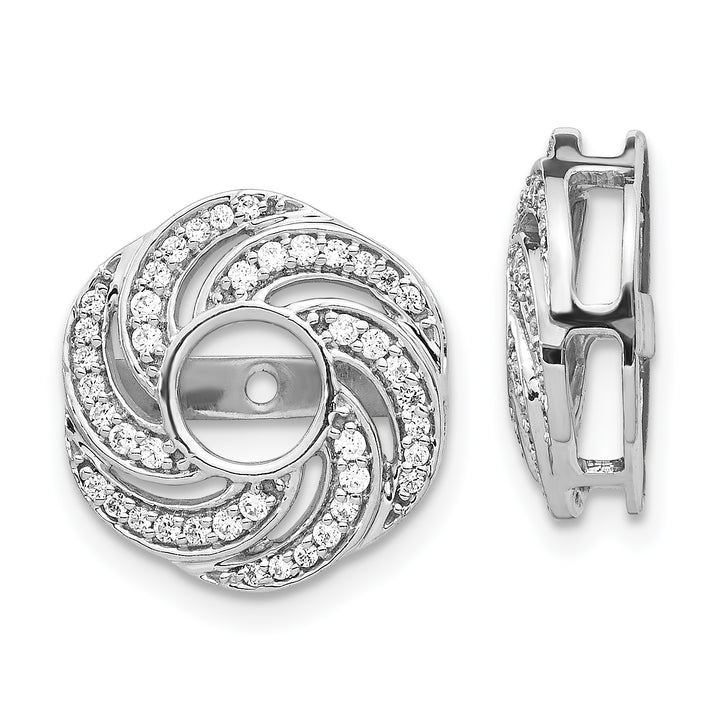 14k White Gold 1/3 CT Diamond Swirl Design Earring Jackets