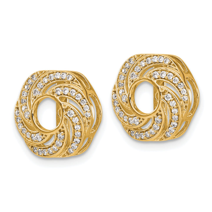 14k Yellow Gold 1/3 CT Diamond Swirl Cluster Earring Jackets