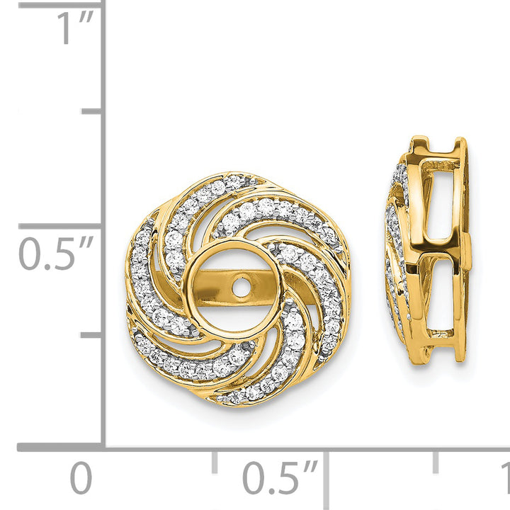 14k Yellow Gold 1/3 CT Diamond Swirl Cluster Earring Jackets