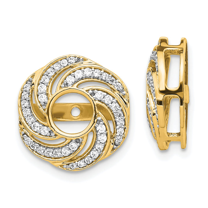14k Yellow Gold 1/3 CT Diamond Swirl Cluster Earring Jackets