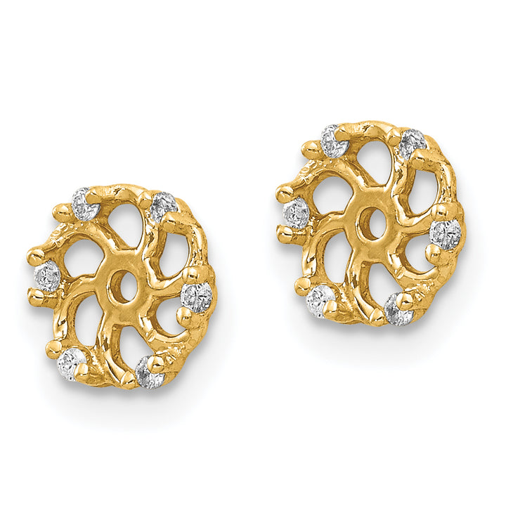 14k Yellow Gold 1/20 CT I1 Diamond Swirl Design Earring Jackets