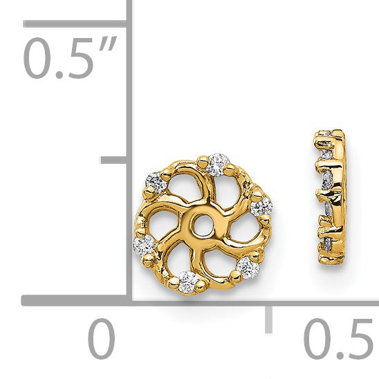 14k Yellow Gold 1/20 CT I1 Diamond Swirl Design Earring Jackets
