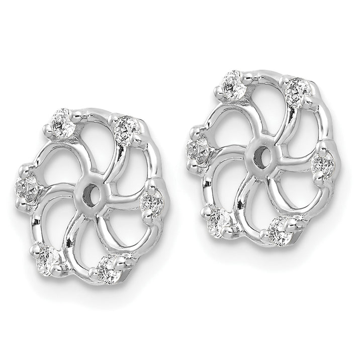 14k White Gold 1/5 CT I1 Diamond Swirl Design Earring Jackets