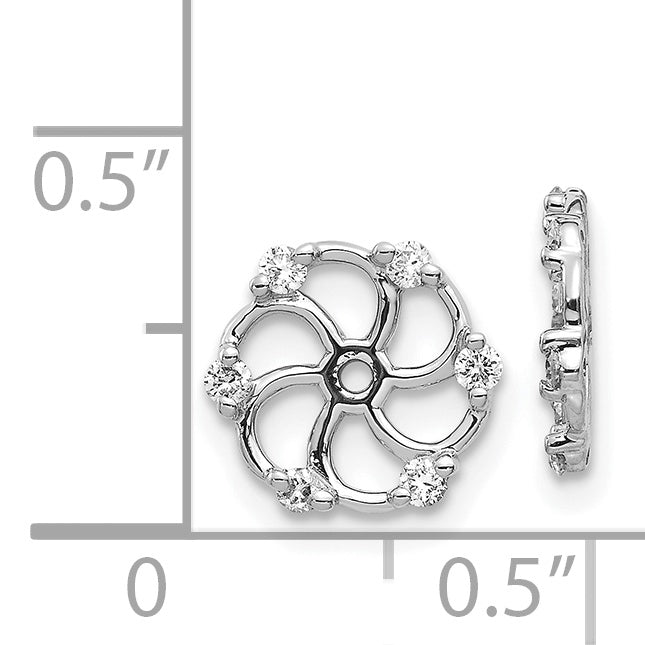 14k White Gold 1/5 CT I1 Diamond Swirl Design Earring Jackets
