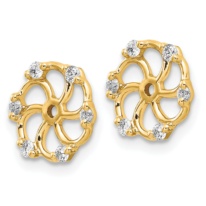 14k Yellow Gold 1/5 CT I1 Diamond Swirl Design Earring Jackets
